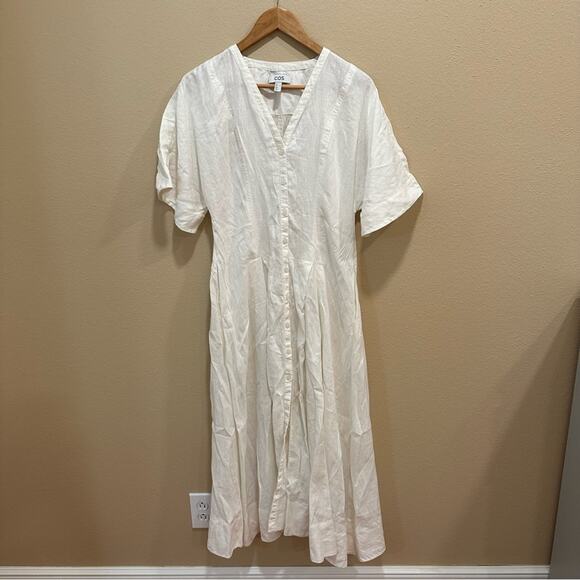 COS White Pure Linen Oversized Button Front Maxi Dress 4 - Picture 10 of 13